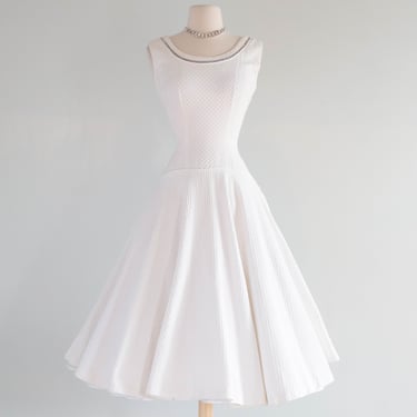 Glamorous 1950's Cotton Pique Engagement Dress By Lilli Ann / SM