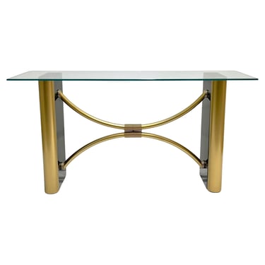1970s French Art Deco Style Black Gold Console Table Attributed to Pierre Cardin