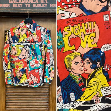 Vintage 1960’s Pop Art Glam Mod Comic Book “Nicky Zann” Ladies Blouse Shirt Top, 60’s Vintage Clothing 