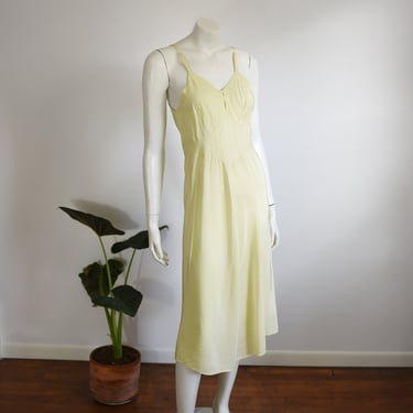 1940s Chartreuse Rayon Slip - S 