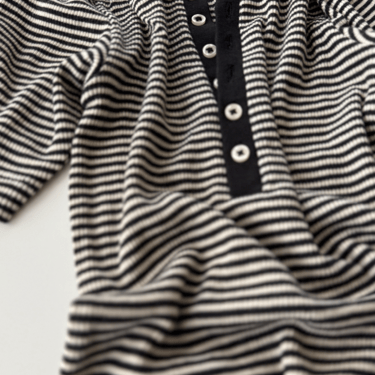 Baseline Henley in Black &amp; White Stripe