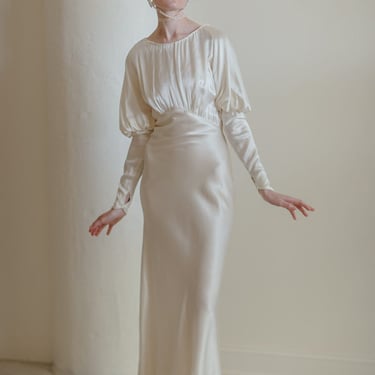 RARE 1930s Art Deco only Hollywood bias silk satin wedding gown antique wedding 