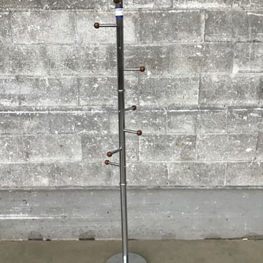 Chrome &amp; Wood Coat Rack (Seattle)