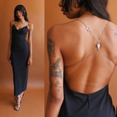 スーツ・フォーマル・ドレス 80s Vintage French Made Back Chain Dress xxs