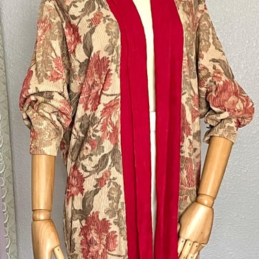 Shrug, Bolero, Kimono Top, Batwing, Crinkled Fabric, Open Front Top, Pockets, Slouch Style, Vintage 