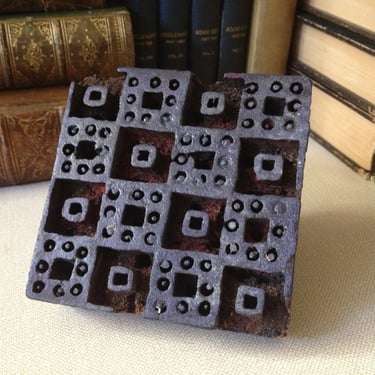 Antique Wooden Wallpaper Print Block / Letterpress /  Geometric Design 