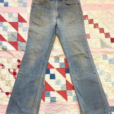 Vintage 80s Levis orange tab flared denim jeans distressed 32 waist by TimeBa