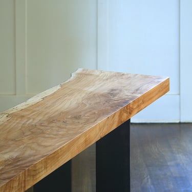 north | west console - from urban salvage live edge maple and recycled content steel - natural edge - coffee table, desk 