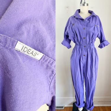 Vintage 1980s Idea Purple Jumpsuit / S/M 