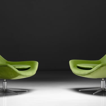Swivel Lounge Chairs in Velvet by Maharam