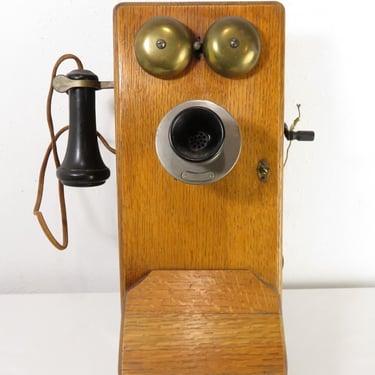 Antique WESTERN ELECTRIC 323W Mission Oak WALL MOUNT CRANK TELEPHONE Receiver