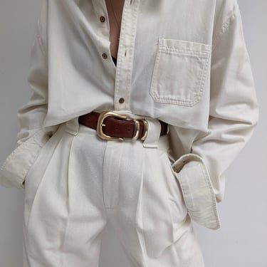Vintage Bone White Cotton Twill Shirt
