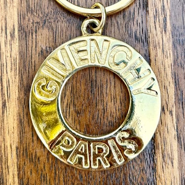 Vintage Givenchy Paris Keychain Key Ring Gold  Tone Metal 1980s Prep Preppy 