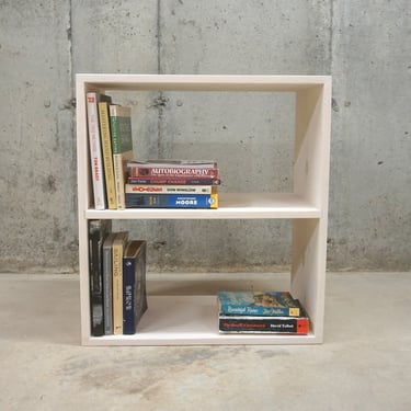 Simple Bookcase with Shelf, Solid Wood Bookshelf - WhiteWash 