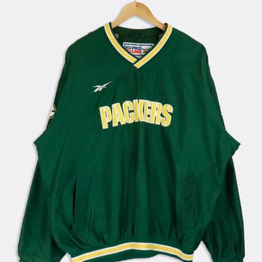 Vintage Reebok NFL Green Bay Packers Warm Up Pullover Jacket Sz L