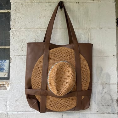 Brown Leather Hat Carrier Bag