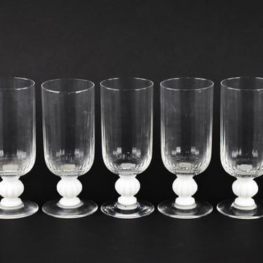 Vintage Fluted Milk Glass Stem Ale Glass Set of 5 