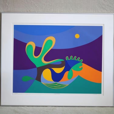 Vintage Mid Century Modern Silkscreen Print Signed T. Priest Terri 78 "Nightbird"  #18/20 