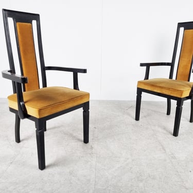 Pair of hollywood regency armchairs, 1950s - mid century italian armchairs - neoclassical armchairs 