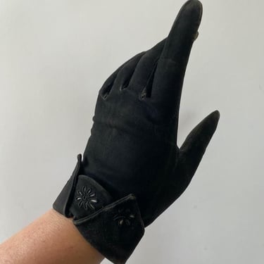 Vintage 40s black leather French gloves 