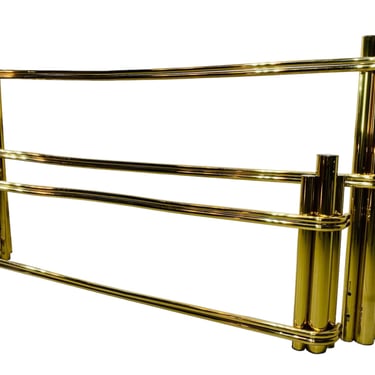 1970s Tubular Brass Art Deco Style Skyscraper Italian King-Sized Bed 