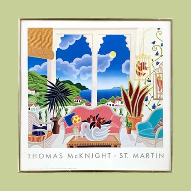 THOMAS MCKNIGHT LITHOGRAPH // Rare 1994 Mustique Pavillion Print