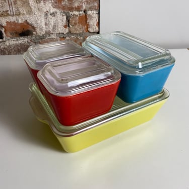 Vintage Pyrex Primary Refrigerator Set - 