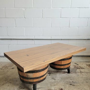 Barrel Coffee Table with Laminate Top