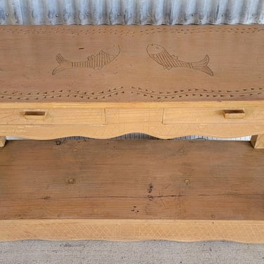 Hand Carved Rustic Rancho Console Table 1940's 