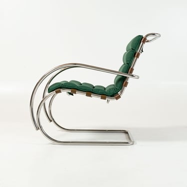 Ludwig Mies van der Rohe for Knoll MR Lounge Chair with Arms in Maharam Green Wool 