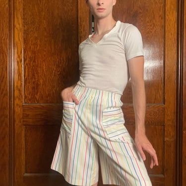 80s multi colored striped shorts 