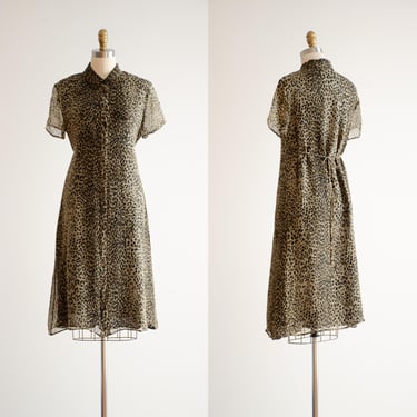 leopard print dress 90s y2k vintage silk chiffon animal print dress 