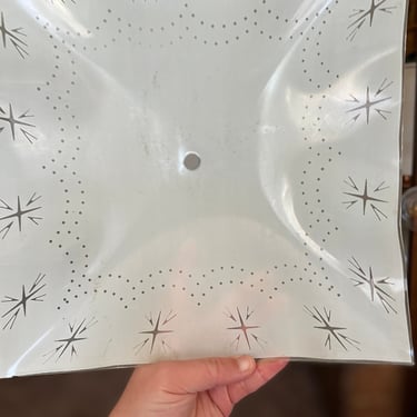 Mid Century Ceiling Light Shade Cover Square Starburst Glass 