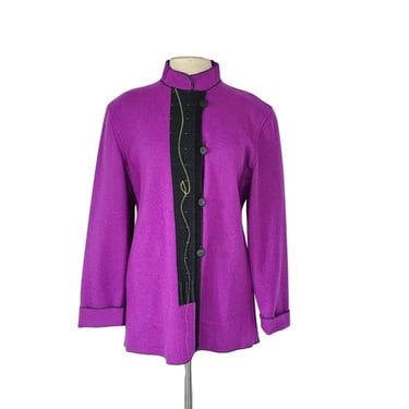 Vintage 80s Gloriah Walsh Jacket Purple Wool Wearable Art 