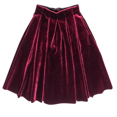 Maje - Burgundy Velvet Pleated Skirt Sz 4