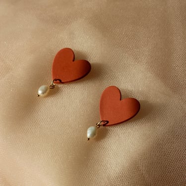 Heart Earrings / Polymer Clay Statement Earrings / Gifts for Her 