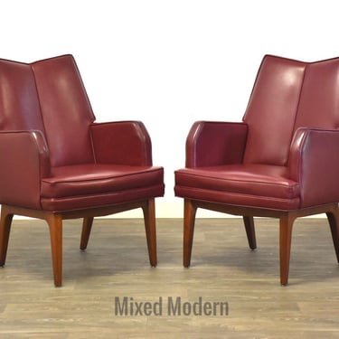 Maroon Lounge Chairs - A Pair 