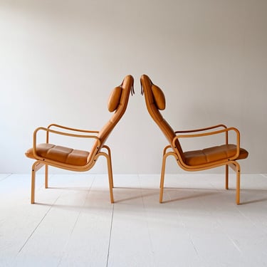 Pair of Vintage Scandinavian Armchairs with Cushions 