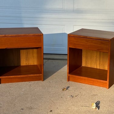 Nordisk Anders-Eksport Danish Mid-Century Modern Teak Bedside Table, Pair 