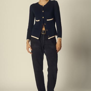 Chanel Navy Knit Cardigan