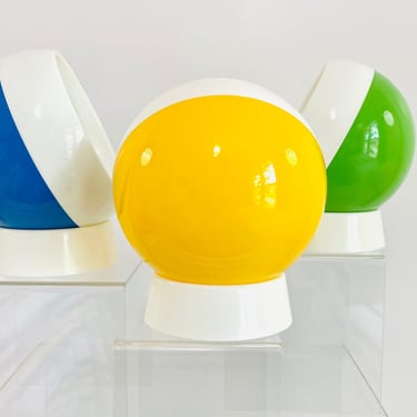 Vintage 1970s MOD Space Age Plastics Era Orb Ball Cosmetic Vanity Makeup Mirrors Stand Atomic LOT of 3 