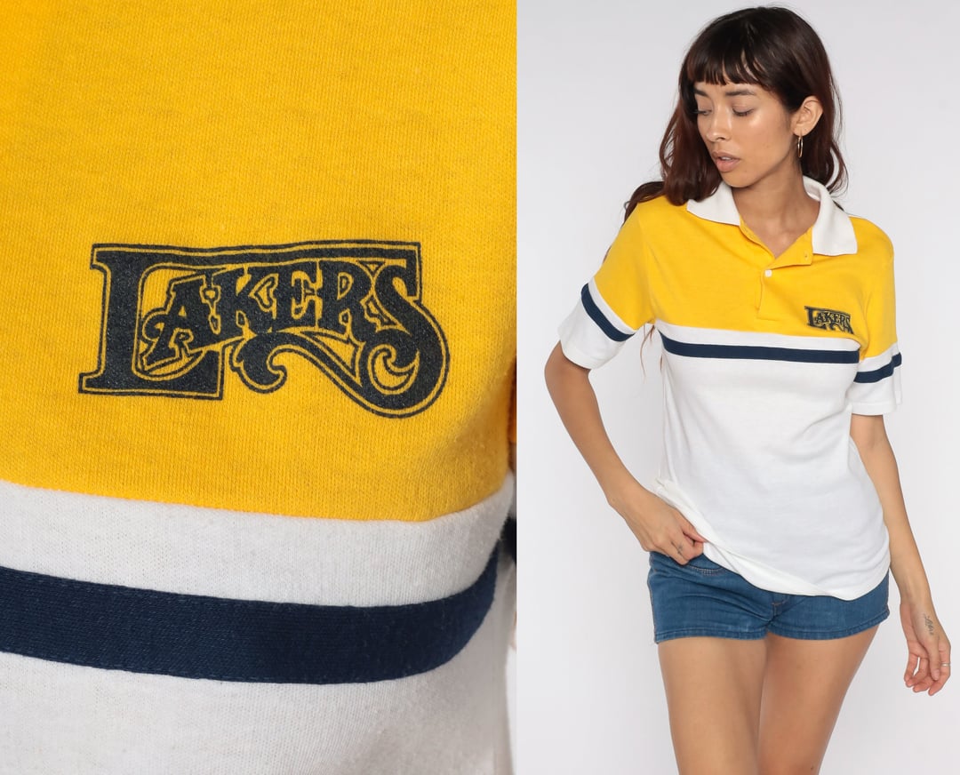 Vintage T-shirt LA LAKERS 80s Distressed Top Pullover Shirt 