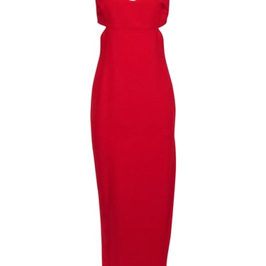Likely S- Red Sleeveless Side Cut Out High Slit Gown Sz 8