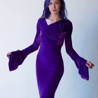 1990s Purple Velvet Dress 