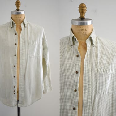1990s Brooks Brothers Green Plaid Cotton Men's Shirt 