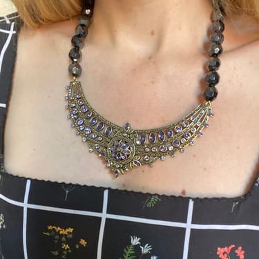 Stunning Designer Heidi Daus Purple Crystal Statement Necklace