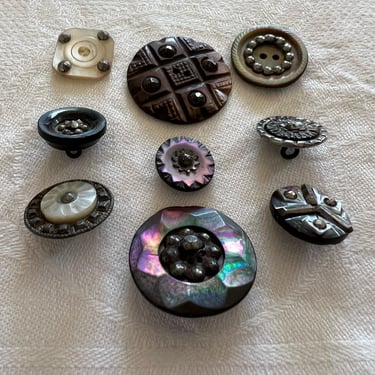 Buttons 19 century pearl steel varied 9 