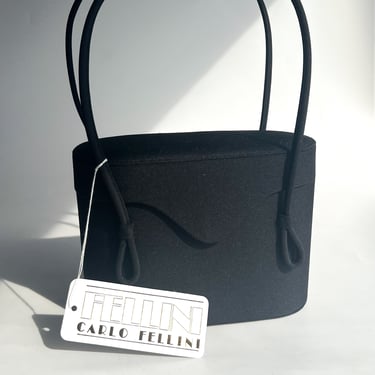 1980s Black Structured Oval Evening Bag