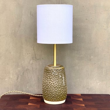 Ceramic Urchin Lamp with Matte Moss Glaze 