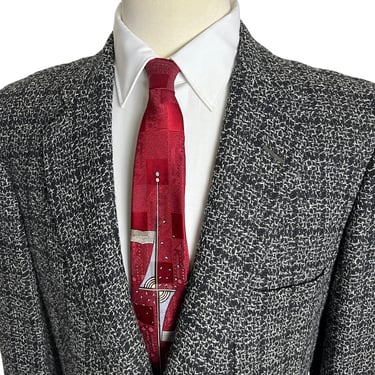 Vintage 1950s ATOMIC FLECK Wool Rockabilly Blazer ~ 40 R ~ sport coat / jacket ~ Tweed ~ Elvis ~ VLV ~ 